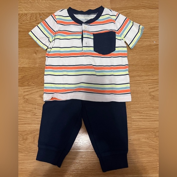 Carter’s Striped Baby Outfit Set with Bodysuit,Shirt and Pants (Size 12 Months) - Picture 4 of 10